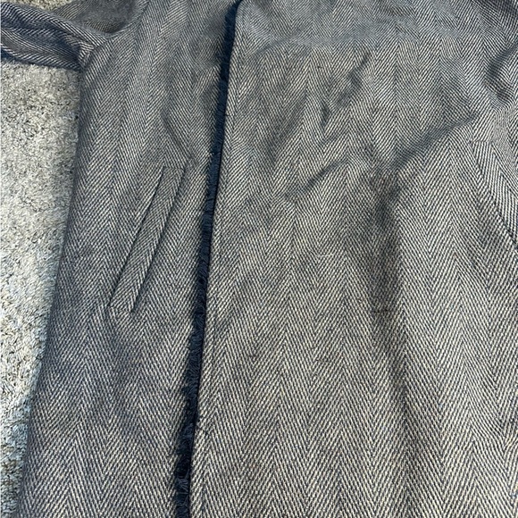 Madewell Fringed Herringbone Robe Coat Large XL gray navy wool blend open light - Picture 16 of 16